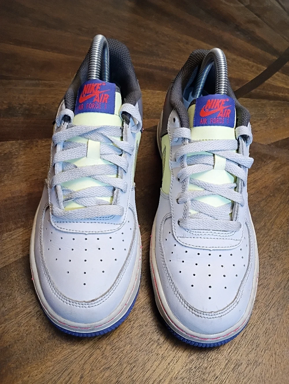 Nike Air Force 1 LV8 2 GS “Double Swoosh / Just Do It” Gray Volt Blue Sneakers Y